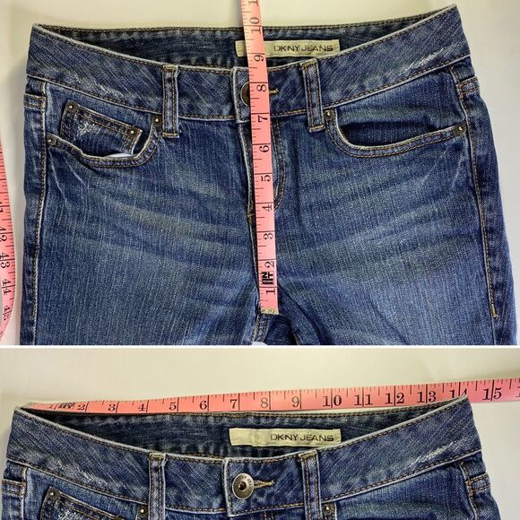 DKNY Boot Cut Jeans Womens 6 Distressed Denim Straight Leg Mid Rise - Picture 11 of 12